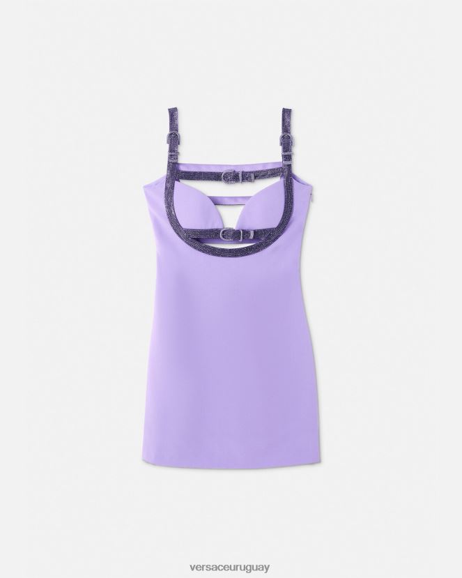 Versace vestido corto con aberturas de cristal mujer un color ropa H88R0H11