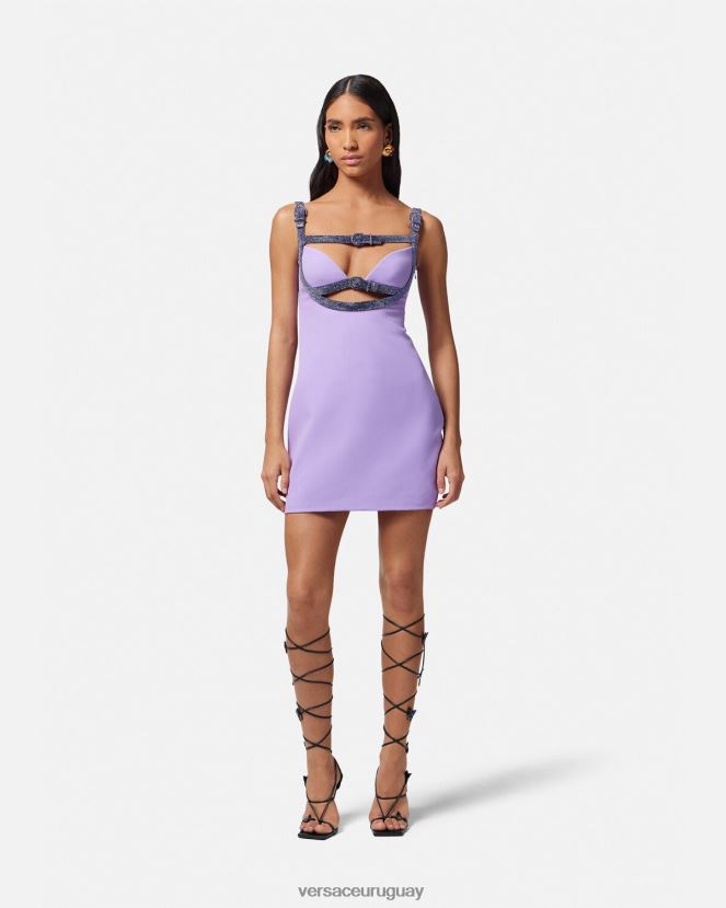 Versace vestido corto con aberturas de cristal mujer un color ropa H88R0H11