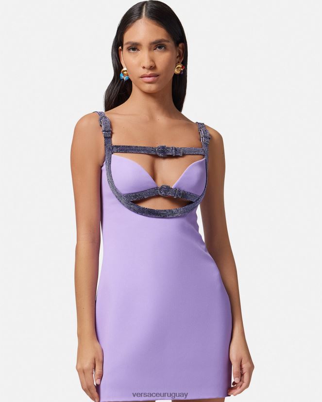 Versace vestido corto con aberturas de cristal mujer un color ropa H88R0H11