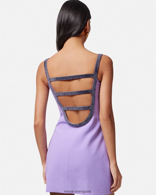 Versace vestido corto con aberturas de cristal mujer un color ropa H88R0H11