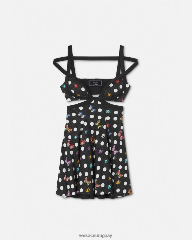 Versace vestido corto con aberturas de mariposas mujer un color ropa H88R0H8