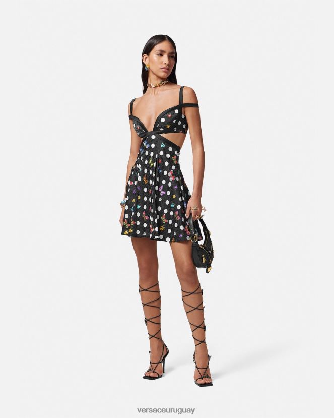 Versace vestido corto con aberturas de mariposas mujer un color ropa H88R0H8