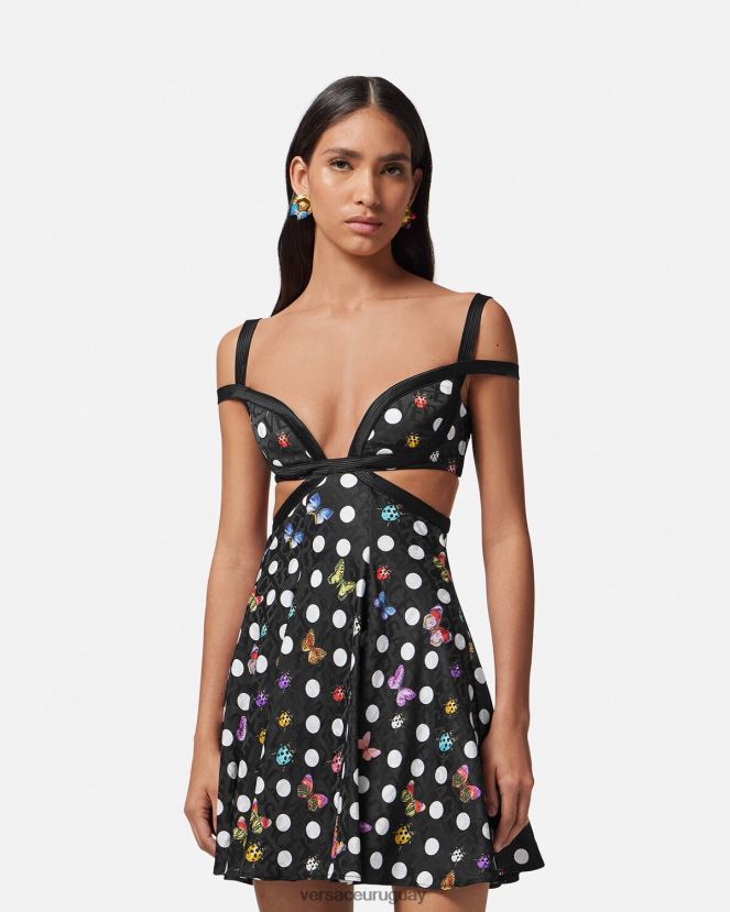 Versace vestido corto con aberturas de mariposas mujer un color ropa H88R0H8