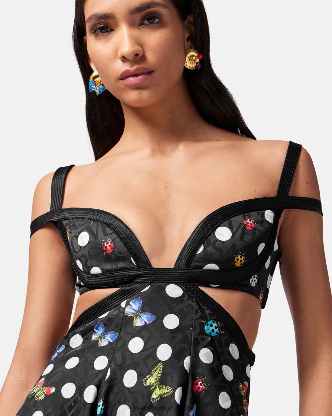 Versace vestido corto con aberturas de mariposas mujer un color ropa H88R0H8