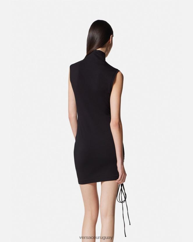 Versace vestido corto con cordones y logo mujer negro ropa H88R0H2158
