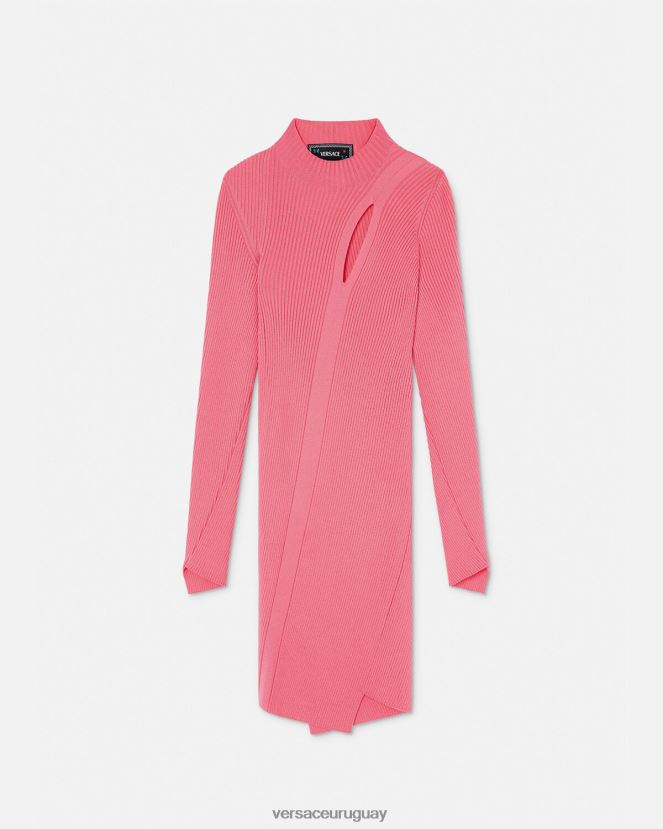 Versace vestido corto con cuello alto y cortes mujer rosa ropa H88R0H32