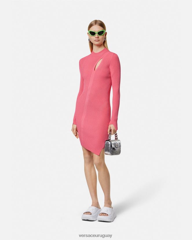 Versace vestido corto con cuello alto y cortes mujer rosa ropa H88R0H32