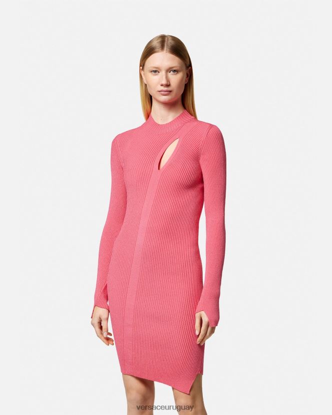 Versace vestido corto con cuello alto y cortes mujer rosa ropa H88R0H32