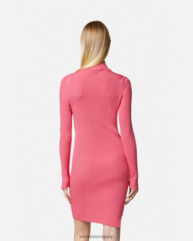 Versace vestido corto con cuello alto y cortes mujer rosa ropa H88R0H32