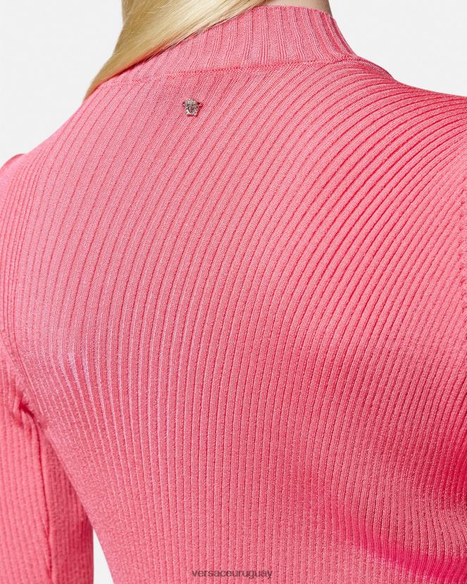 Versace vestido corto con cuello alto y cortes mujer rosa ropa H88R0H32