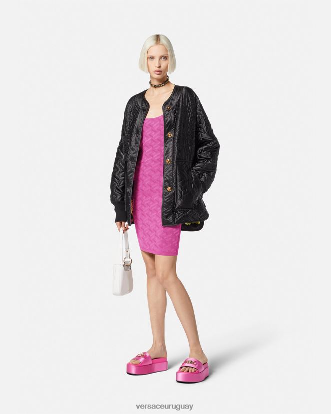 Versace vestido corto con medusa \'95 y la greca mujer fucsia ropa H88R0H65