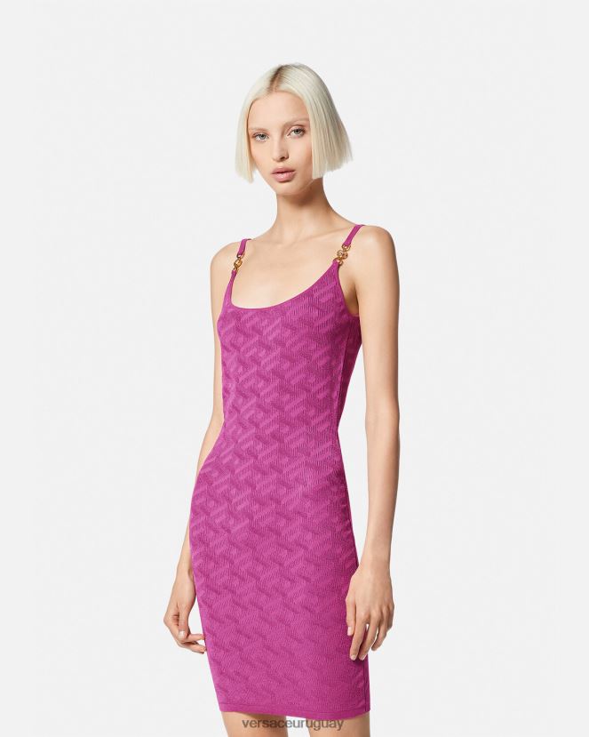 Versace vestido corto con medusa \'95 y la greca mujer fucsia ropa H88R0H65