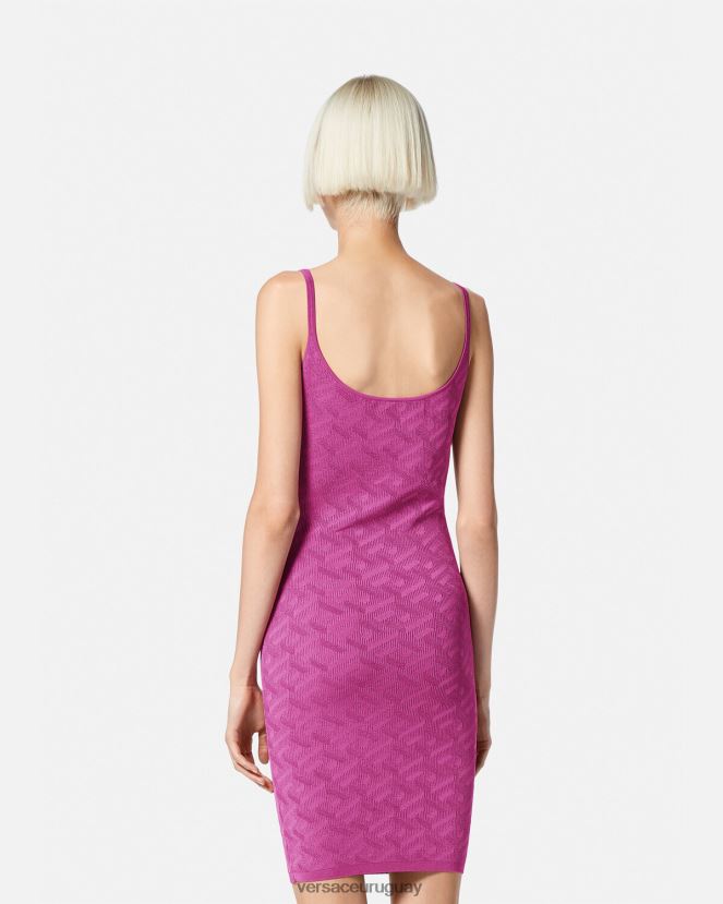 Versace vestido corto con medusa \'95 y la greca mujer fucsia ropa H88R0H65