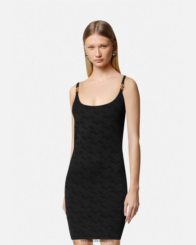Versace vestido corto con medusa \'95 y la greca mujer negro ropa H88R0H42