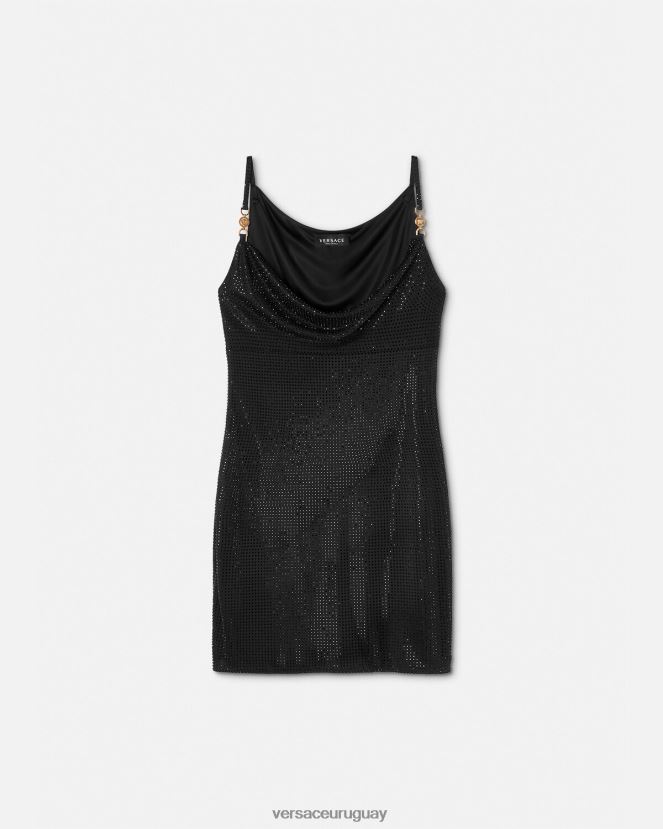Versace vestido corto con medusa de cristal '95 mujer negro ropa H88R0H31
