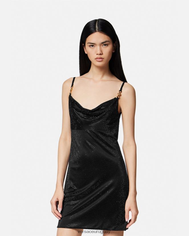 Versace vestido corto con medusa de cristal \'95 mujer negro ropa H88R0H31