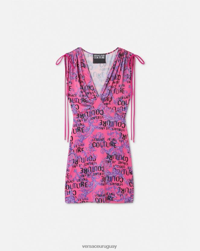 Versace vestido corto de alta costura con logo mujer fucsia ropa H88R0H2188