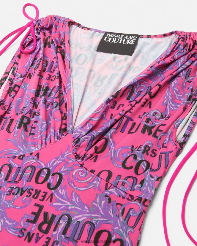 Versace vestido corto de alta costura con logo mujer fucsia ropa H88R0H2188