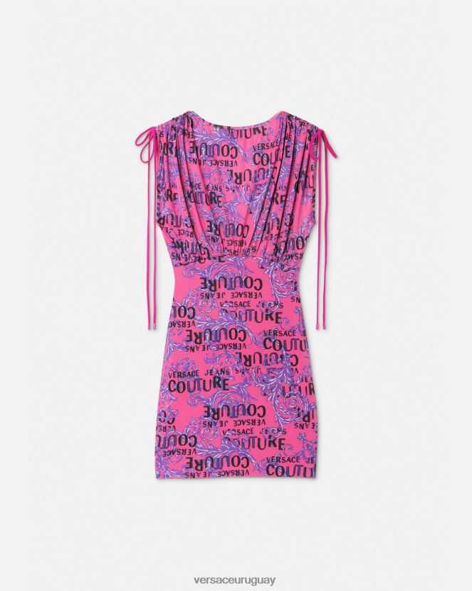 Versace vestido corto de alta costura con logo mujer fucsia ropa H88R0H2188