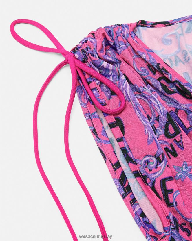 Versace vestido corto de alta costura con logo mujer fucsia ropa H88R0H2188