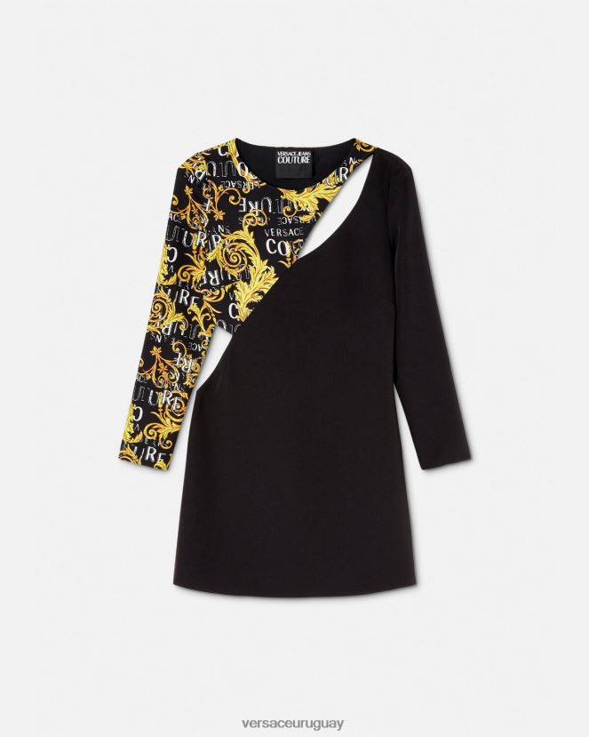 Versace vestido corto de alta costura con logo mujer negro ropa H88R0H2191