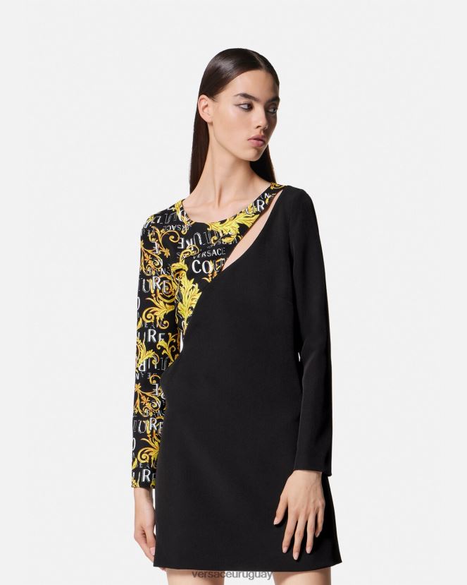 Versace vestido corto de alta costura con logo mujer negro ropa H88R0H2191