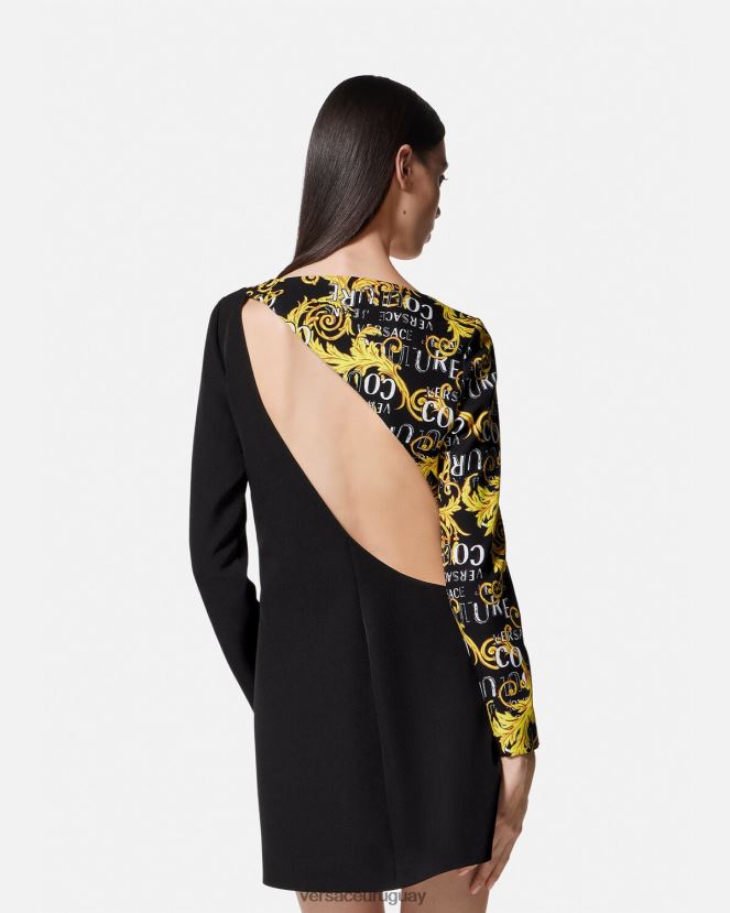Versace vestido corto de alta costura con logo mujer negro ropa H88R0H2191