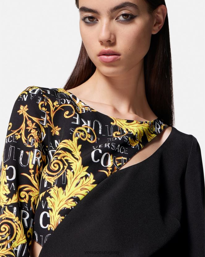 Versace vestido corto de alta costura con logo mujer negro ropa H88R0H2191