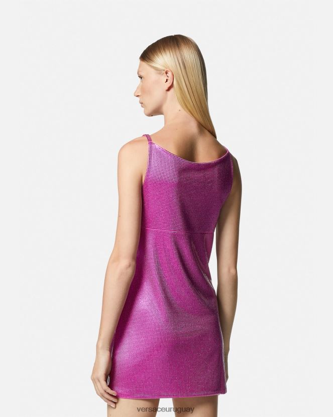 Versace vestido corto de malla metálica con Medusa \'95 mujer fucsia ropa H88R0H63