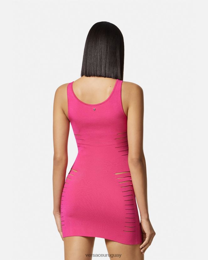 Versace vestido corto de punto con aberturas mujer rosa ropa H88R0H47