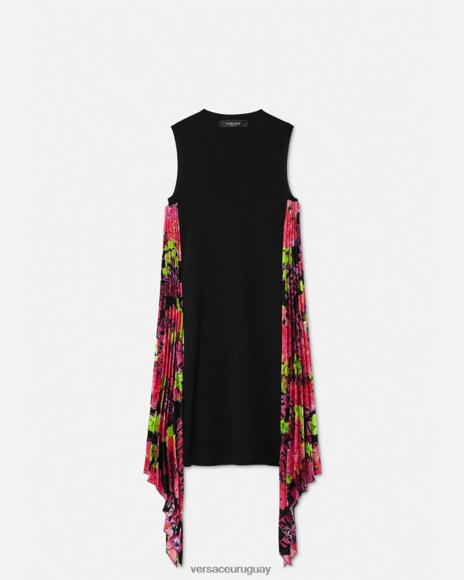 Versace vestido corto de punto con logo color orquídea mujer negro ropa H88R0H70