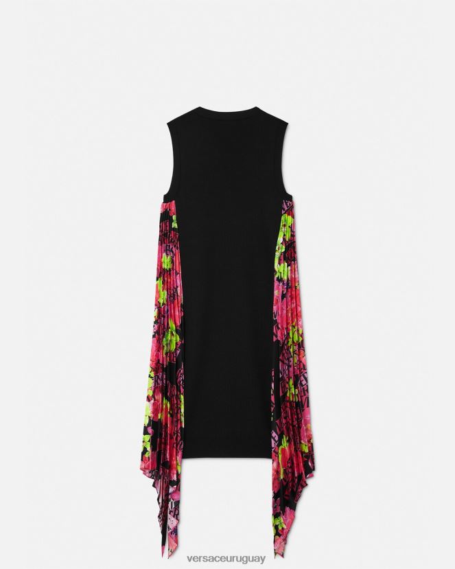 Versace vestido corto de punto con logo color orquídea mujer negro ropa H88R0H70