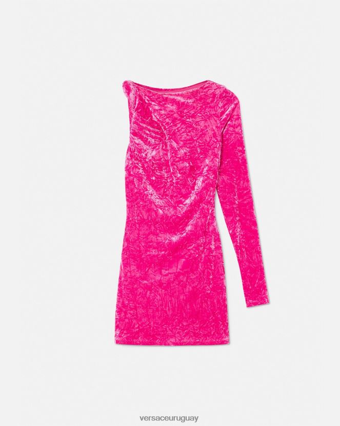 Versace vestido corto de terciopelo enrollado mujer fucsia ropa H88R0H74