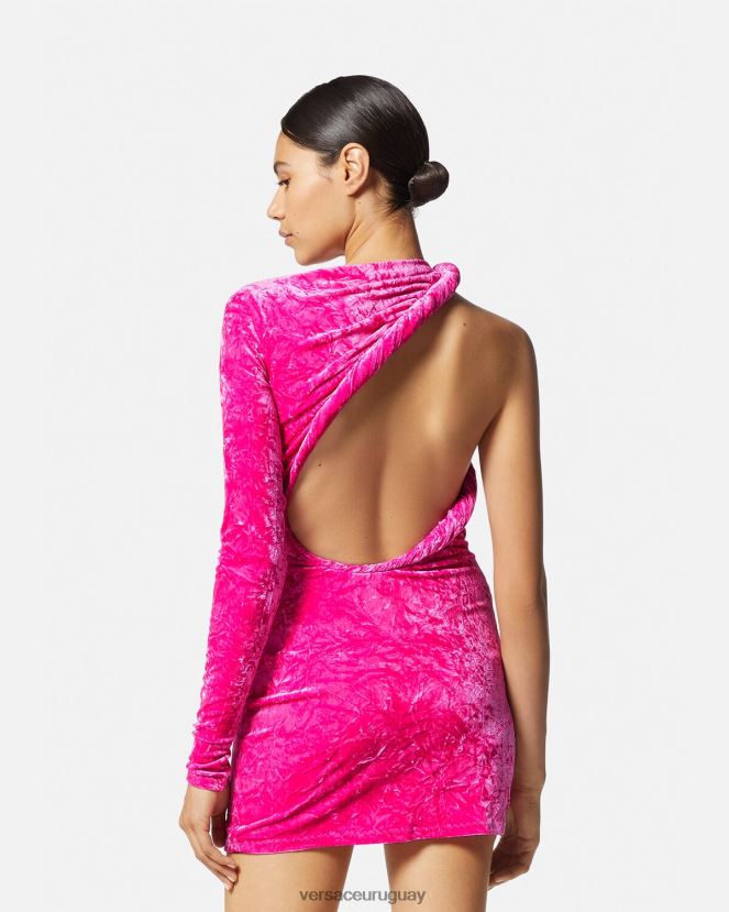 Versace vestido corto de terciopelo enrollado mujer fucsia ropa H88R0H74