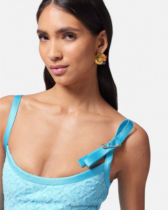Versace vestido corto de toalla mujer azul claro ropa H88R0H10