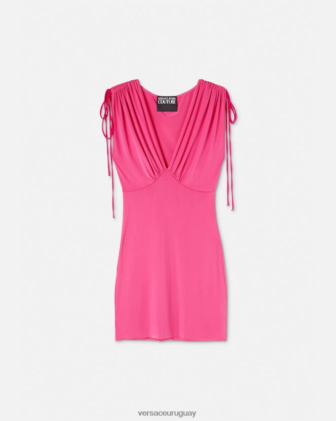 Versace vestido corto fruncido mujer fucsia ropa H88R0H2193