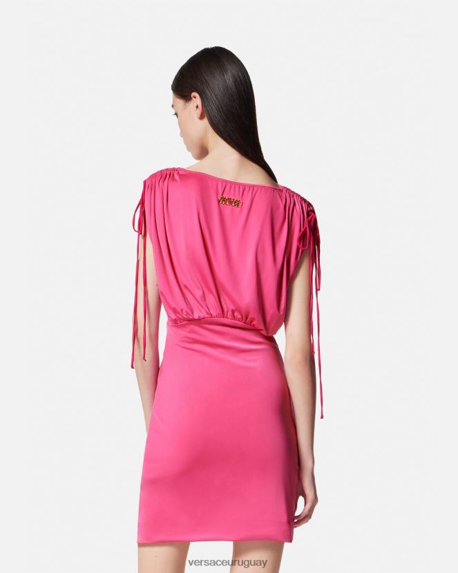 Versace vestido corto fruncido mujer fucsia ropa H88R0H2193