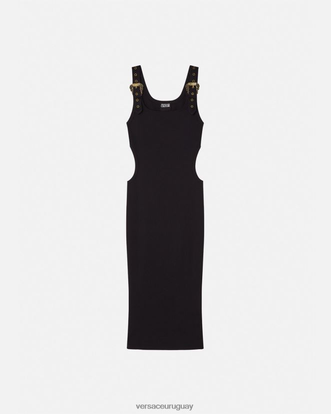Versace vestido de alta costura barroca con 1 hebilla mujer negro ropa H88R0H2197