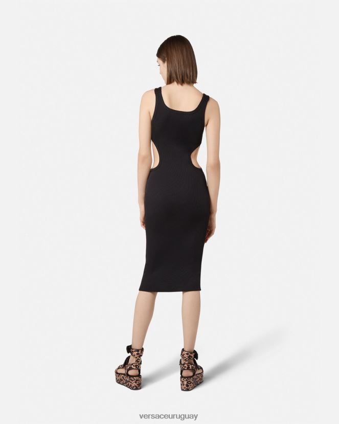 Versace vestido de alta costura barroca con 1 hebilla mujer negro ropa H88R0H2197