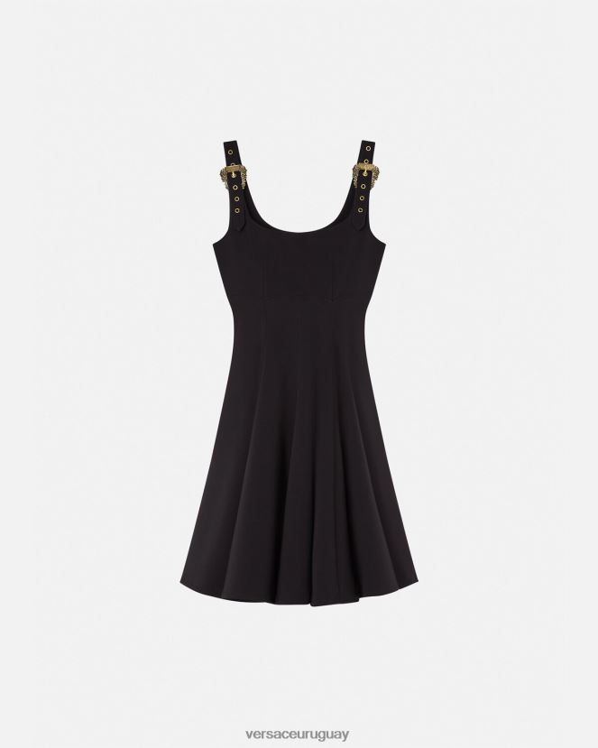 Versace vestido de alta costura barroca con 1 hebilla mujer negro ropa H88R0H2198