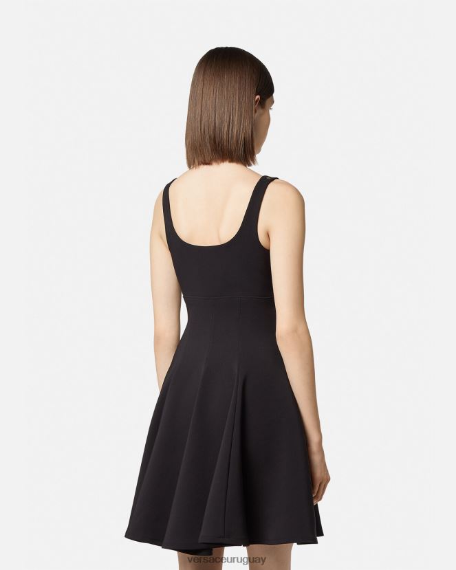 Versace vestido de alta costura barroca con 1 hebilla mujer negro ropa H88R0H2198