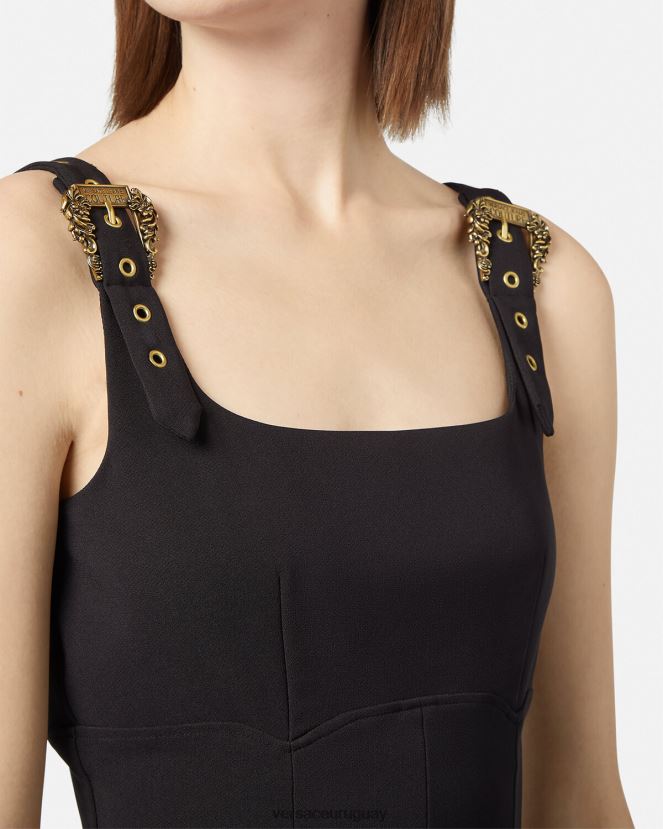 Versace vestido de alta costura barroca con 1 hebilla mujer negro ropa H88R0H2198