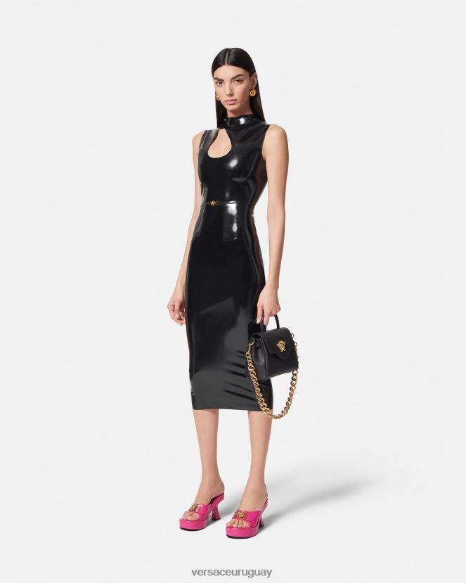 Versace vestido de látex con abertura de medusa biggie mujer negro ropa H88R0H66