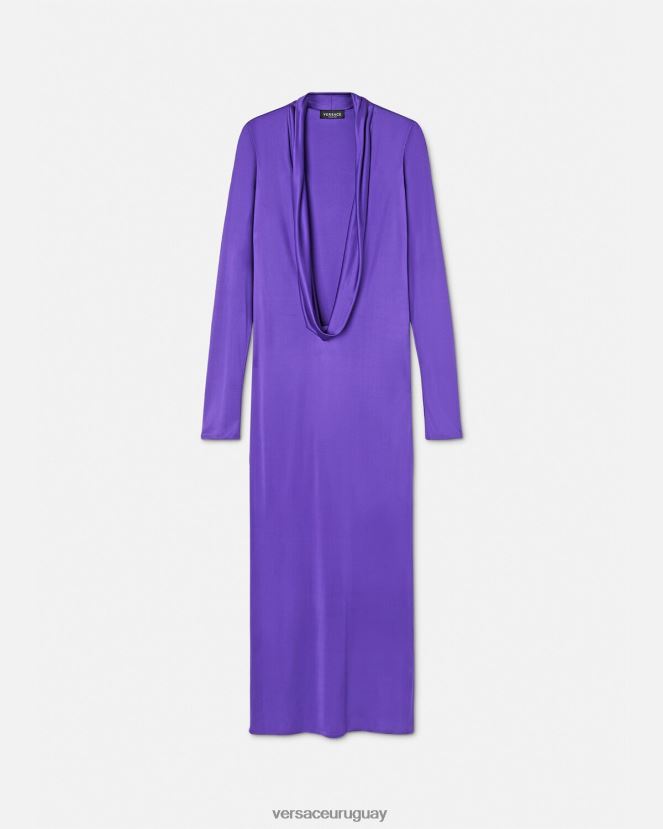 Versace vestido largo con capucha mujer Violeta ropa H88R0H60
