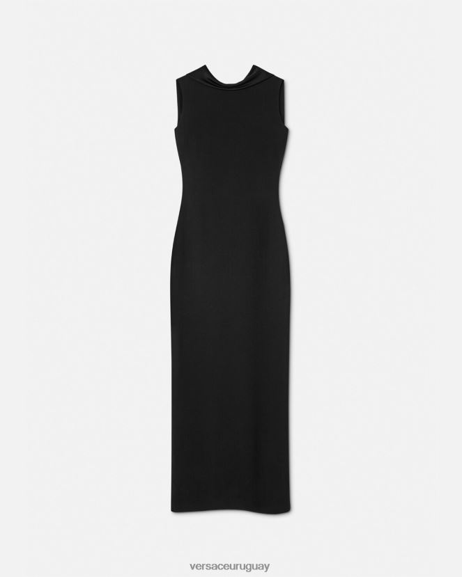 Versace vestido largo con capucha mujer negro ropa H88R0H58