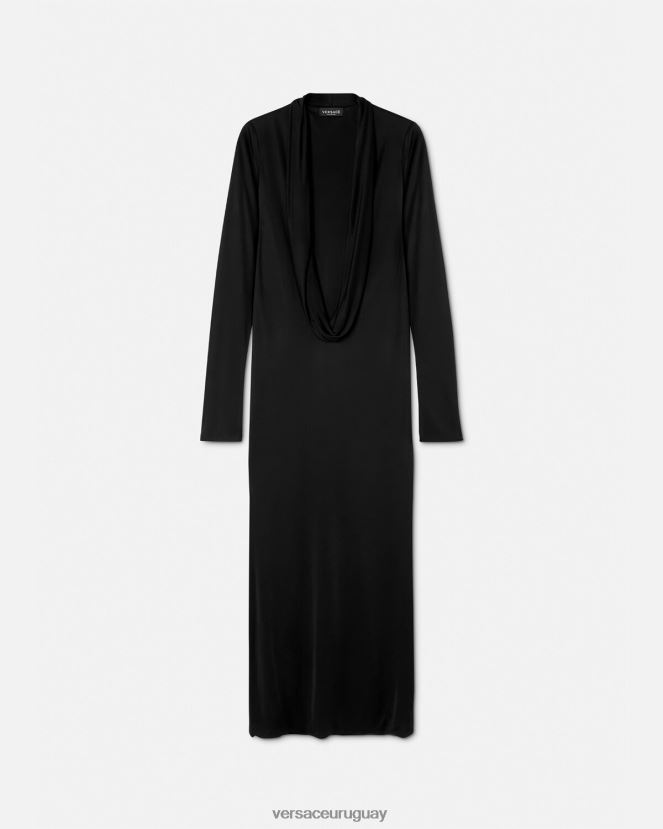 Versace vestido largo con capucha mujer negro ropa H88R0H59