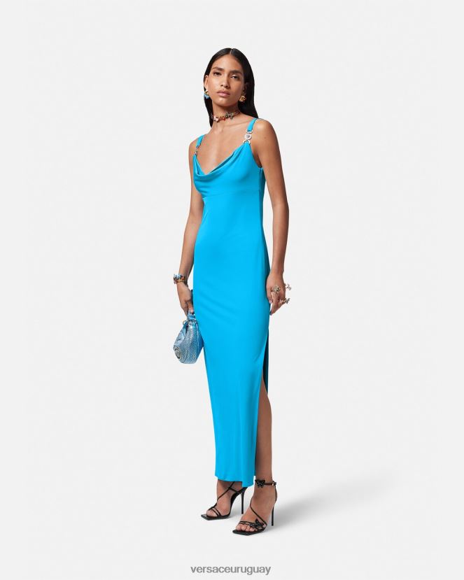 Versace vestido largo con medusa \'95 mujer azul ropa H88R0H17