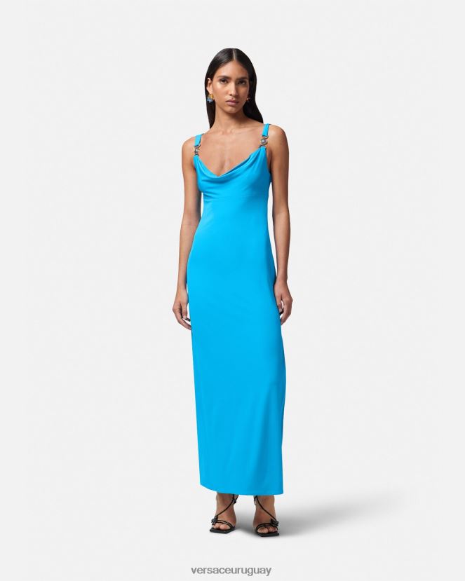 Versace vestido largo con medusa \'95 mujer azul ropa H88R0H17