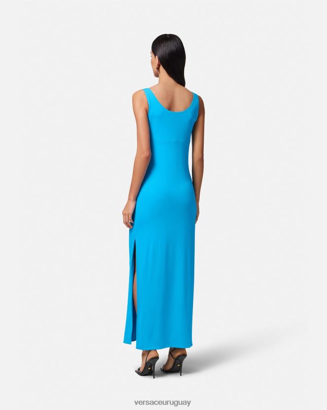 Versace vestido largo con medusa \'95 mujer azul ropa H88R0H17