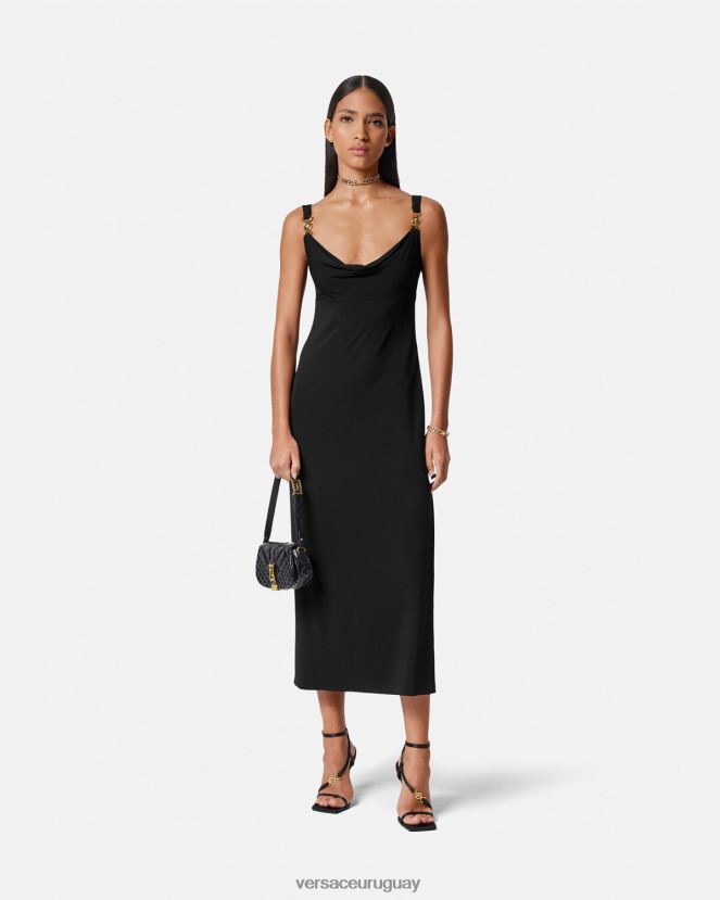 Versace vestido largo con medusa \'95 mujer negro ropa H88R0H44